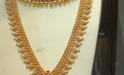 gold bridal long chain and necklace set