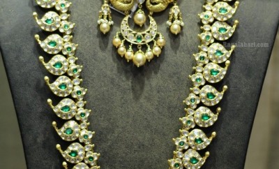 emeralds and flat diamonds studded magayamala