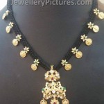 Black Thread Necklace with Gold coins