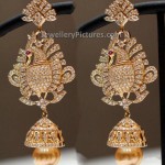 Diamond Jhumka in Peacock Design