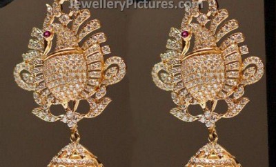 peacock diamond jhumkas