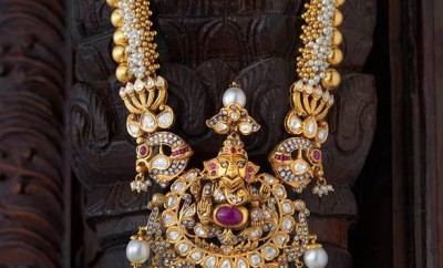 gold ganesha pendent antique necklace