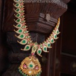 Kundan Mango Necklace with Peacock Pendent