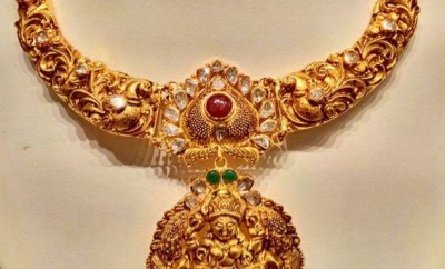 Nakshi work lakshmidevi necklace