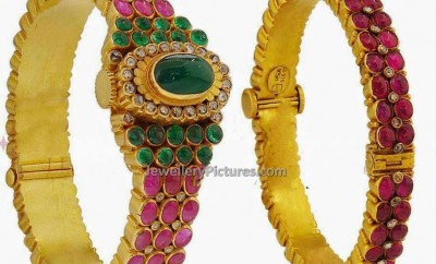 Rubies and gold kada esigns