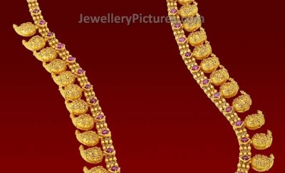 mango long haram antique long necklace designs