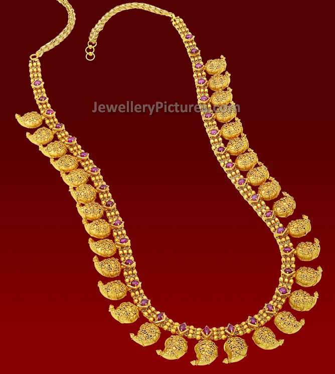 mango long haram antique long necklace designs 