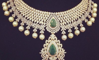 bridal diamond necklace set by parnicaa