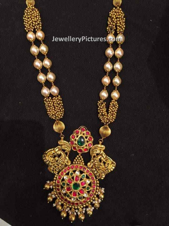 designer gold jewellery long necklace