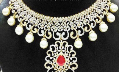 diamond jewellery designs with pearl combination