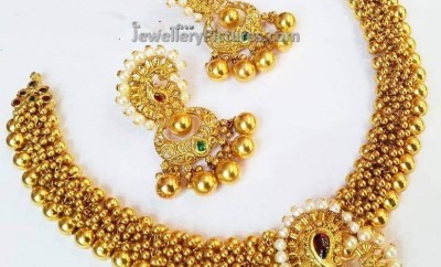 gajjal necklace gold earrings