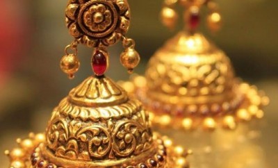 temple design gold earrings buttalu