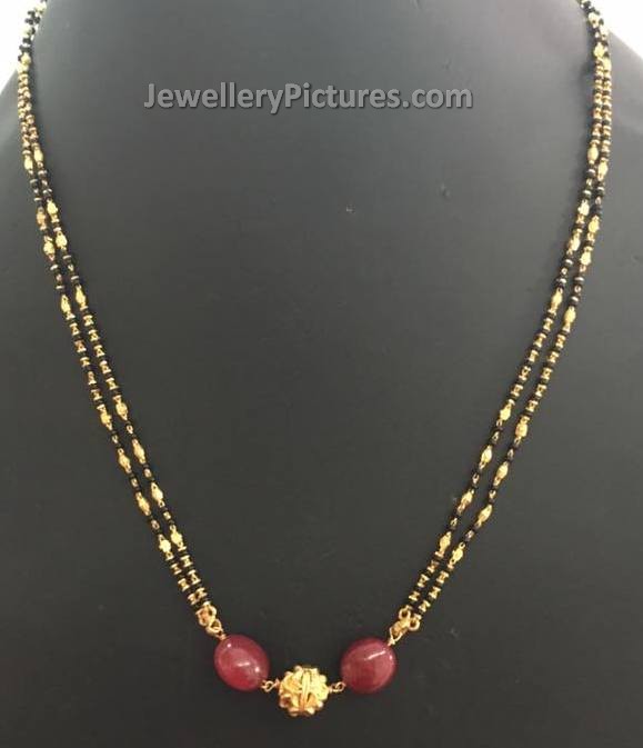Gold Nallapusalu with Beads Jewellery Designs