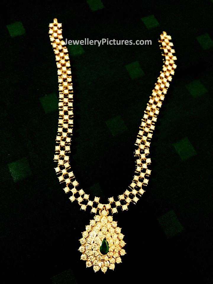 closed setting diamond haaram designs 