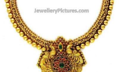 peacock model indian gold necklace designs catalogue