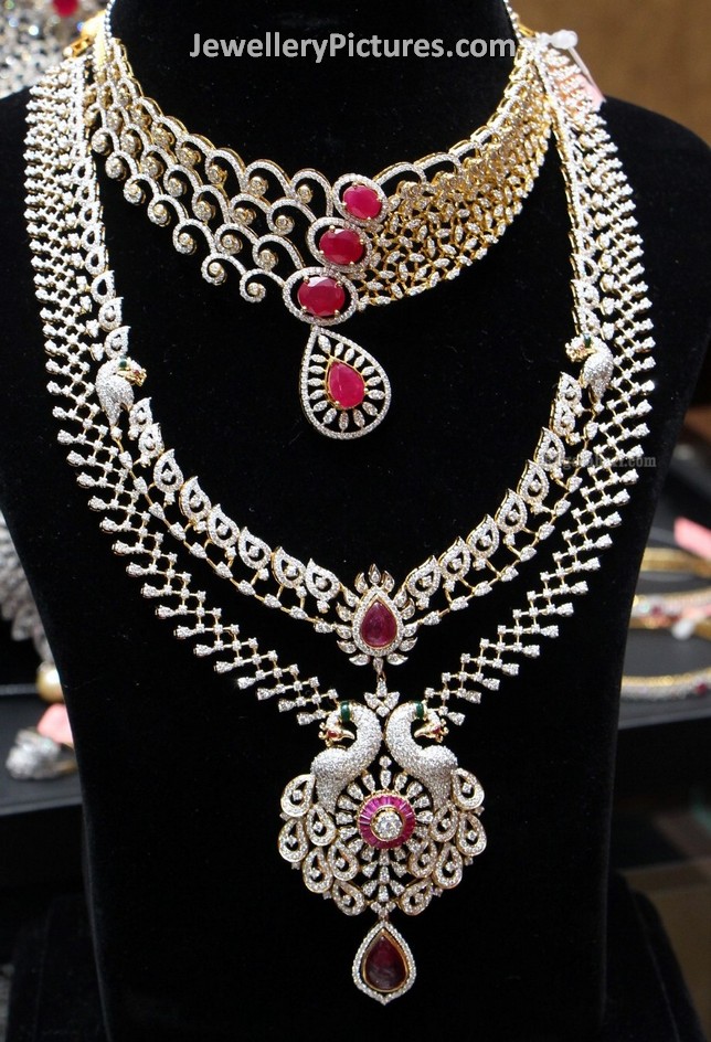 latest diamond jewellery designs haram and necklace set