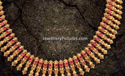 gold antique jewellery designs ruby studded traditional necklace