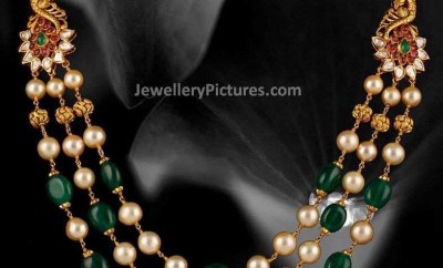 emeralds and pearl gold necklace designs