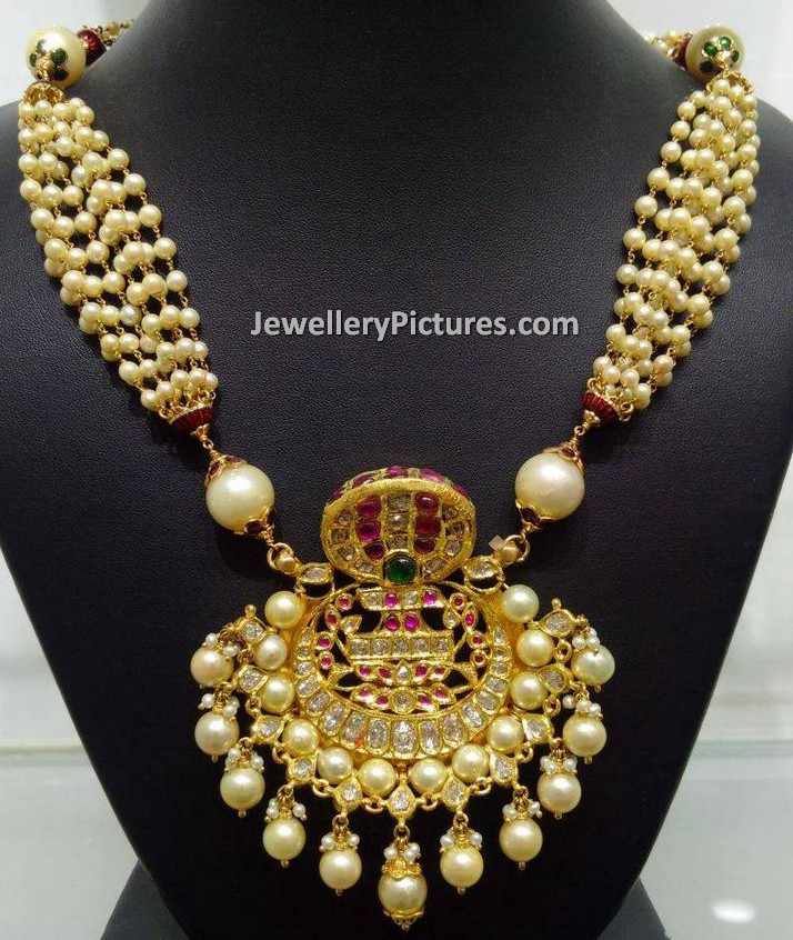 south indian pearl jewellery designs necklace with multi layer chain