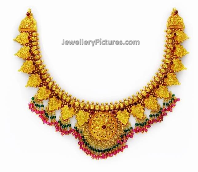 traditional gold necklace designs by aabharan