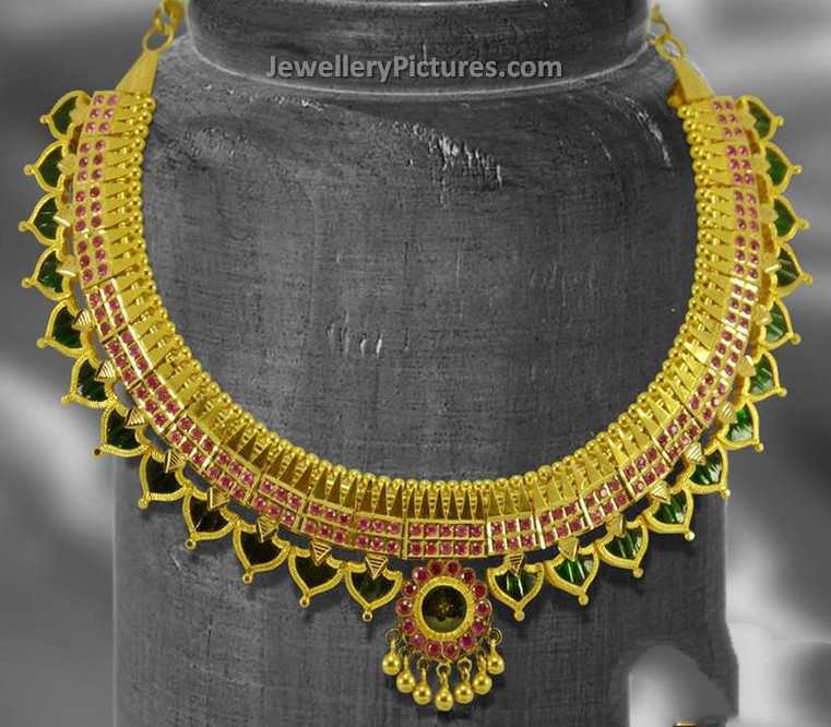 kerala necklace designs green palakka mala