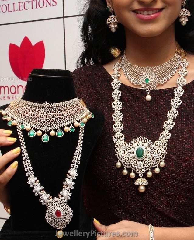 latest diamond necklace designs from manepally
