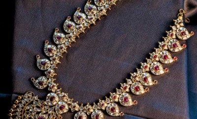 mango haram designs in gold studded with kundans