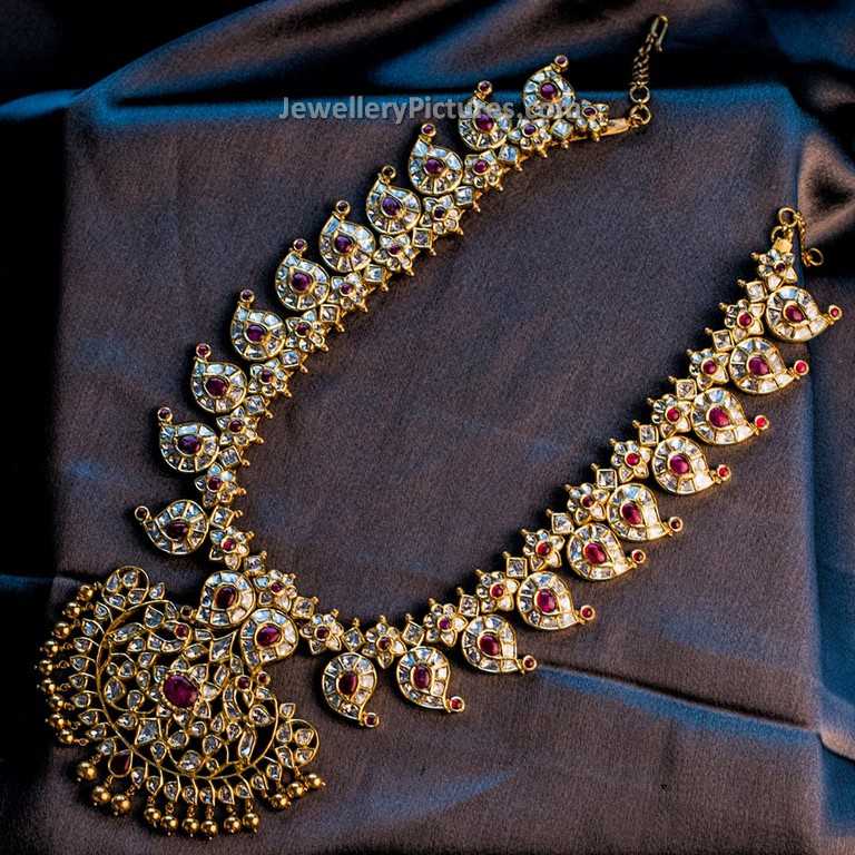 mango haram designs in gold studded with kundans