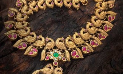 south indian gold necklace designs peacock necklace