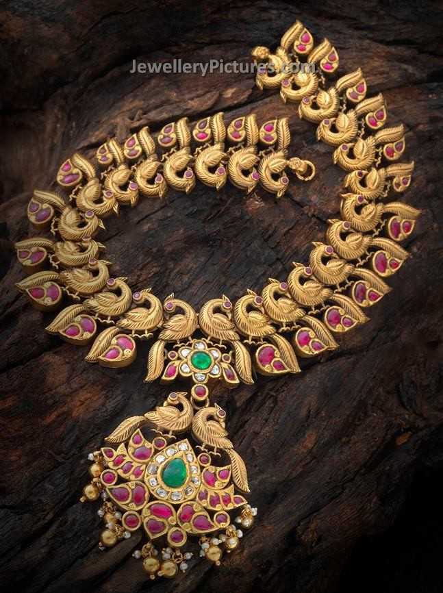 south indian gold necklace designs peacock necklace