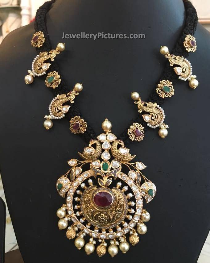 black thread antique gold necklace south indian jewellery collections