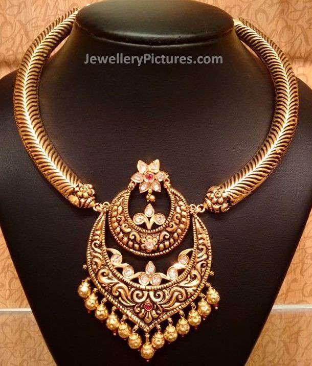 double chandbali pendant traditional gold jewellery designs 