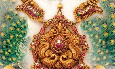 antique gold pendants with peacock design