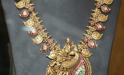 antique long necklace jewellery haram designs