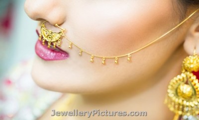 nathni designs gold nose ring