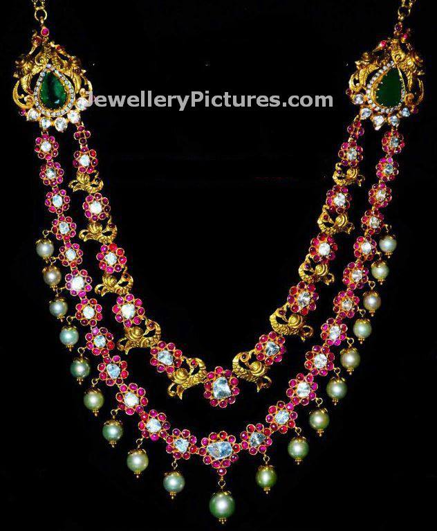 two step ruby necklace indian jewellery