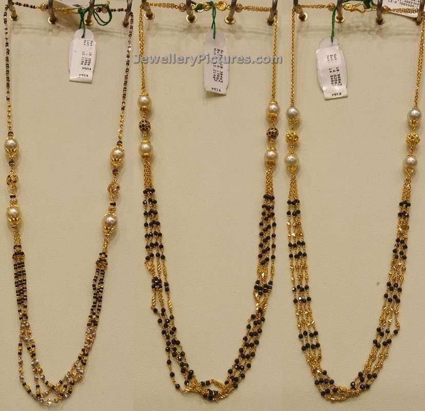 short nallapusalu models in gold with multiple strings