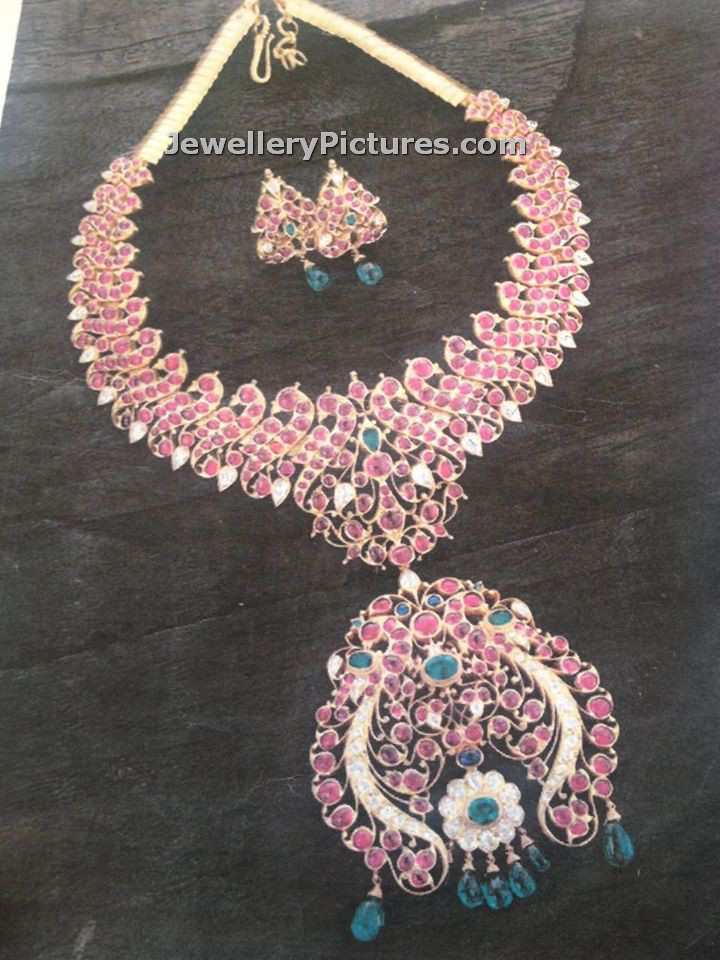 South Indian Ruby Jewellery necklace design