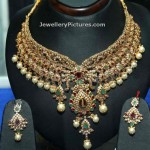 Uncut Diamond Necklace with Pearls