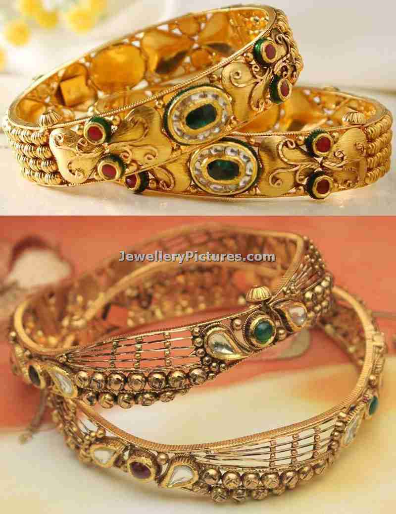 gold antique bangles from manubhai