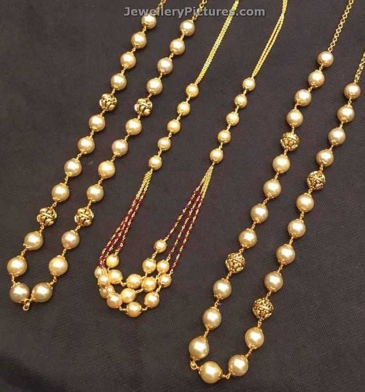 gold and pearls chains mala