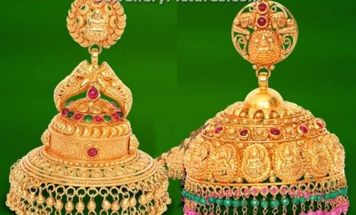 GRT jewellers gold jhumka designs