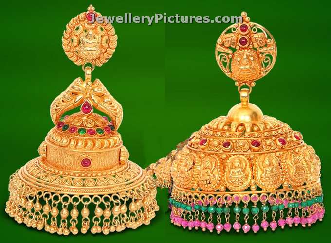 GRT jewellers gold jhumka designs 