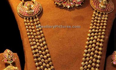five step gold gundla mala antique necklace