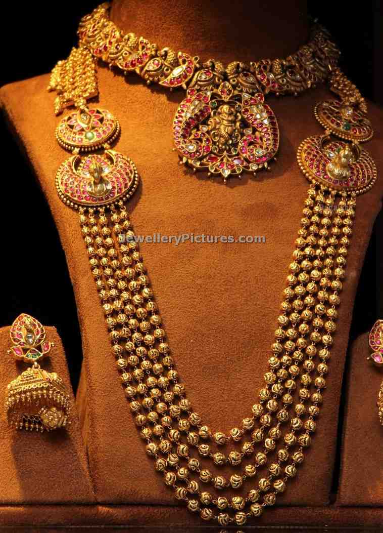 five step gold gundla mala antique necklace