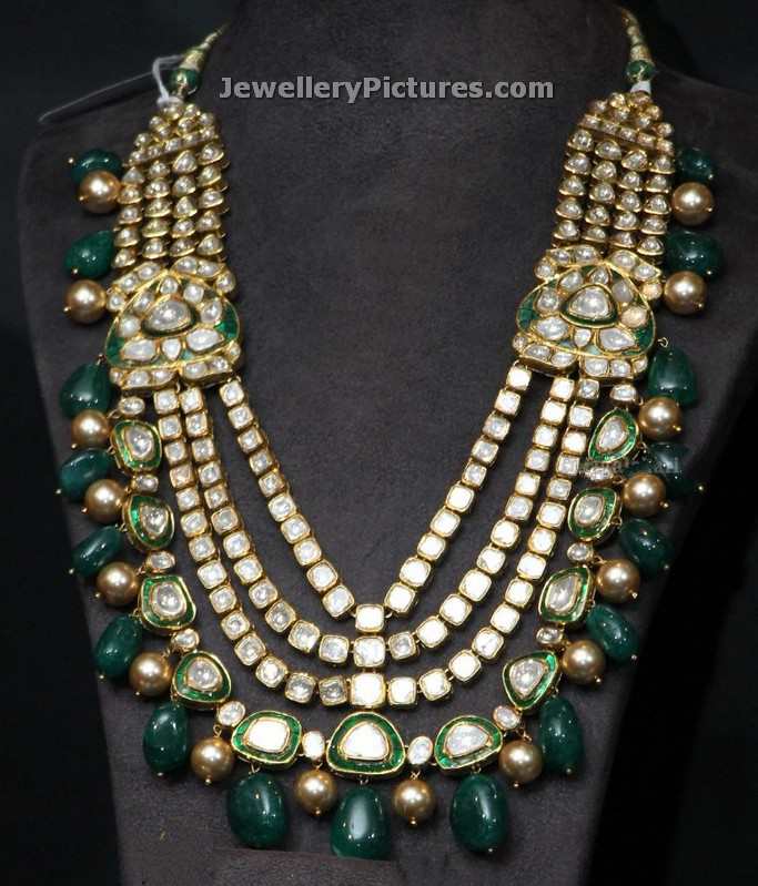 polki emeralds long necklace