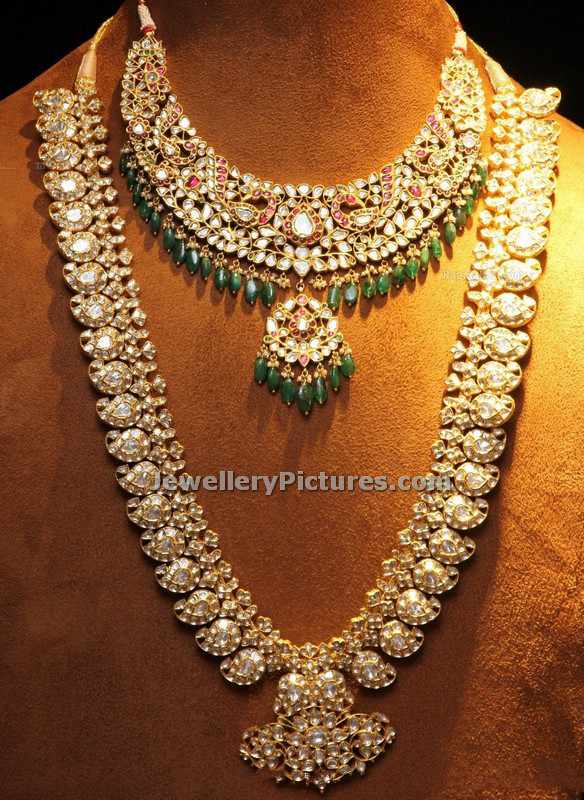 mango polki haram designs with polki necklace bridal jewellery set