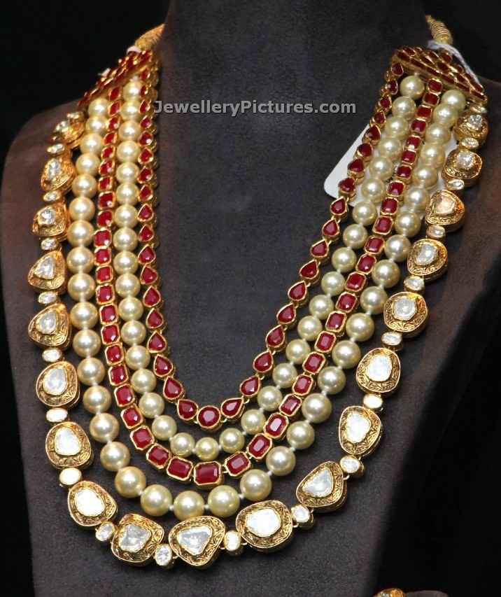 polki pearl jewellery necklace designs by tibarumal