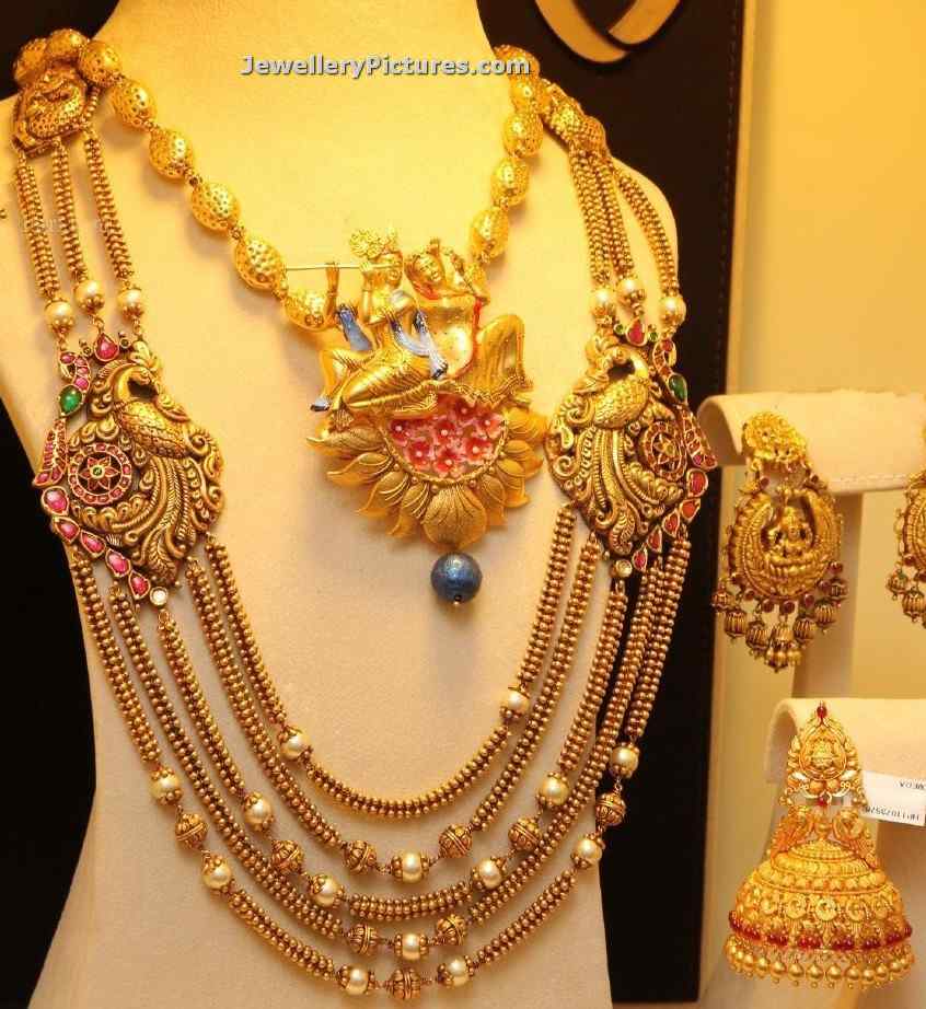 latest necklace designs in joyaluakkas with chandraharam designs