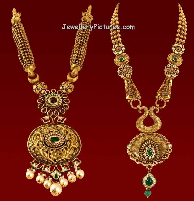 antique long haram designs from vaibhav jewellers